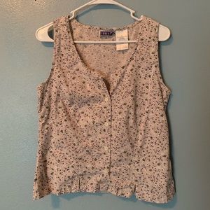 thrifted floral button up tank